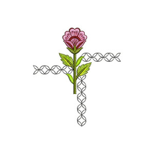 Pink Floral Design In Applique Embroidery 24341