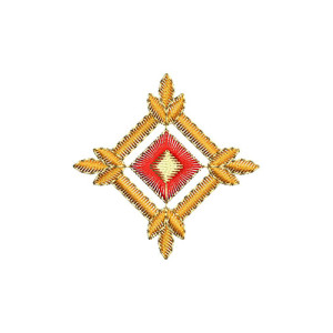 Triplets Leaf Bunch On Square Applique Design 24342