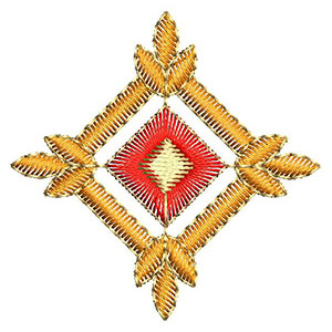 Triplets Leaf Bunch On Square Applique Design 24342