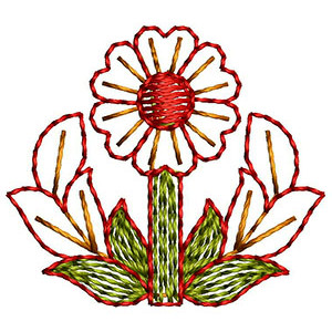 Heart Shape Petal Flower Applique Embroidery Design 24344