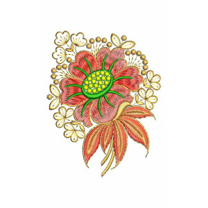 Peachy Applique Flower Design In Embroidery 24346