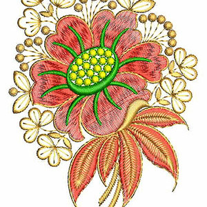 Peachy Applique Flower Design In Embroidery 24346