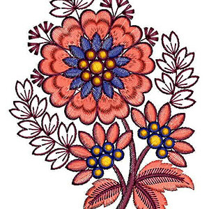 Plentiful Petal Flower Design In Applique Embroidery 24351