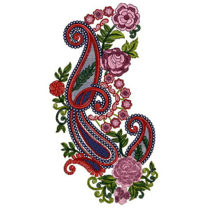 Prodigious Mango Shaped Design In Applique Embroidery 24507