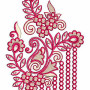 Flowers And Leaves With Spirals In Applique Embroidery Design 24512