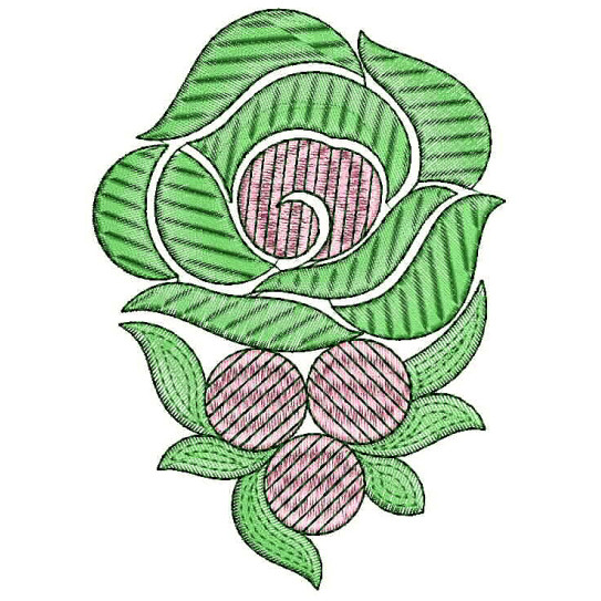 Small Green Floral Embroidery Design 25164