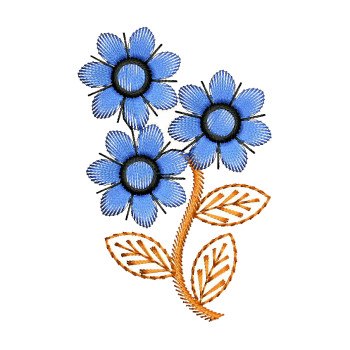 Three Flowers Applique Embroidery Design 25747