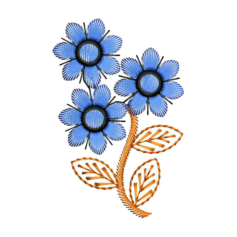 Three Flowers Applique Embroidery Design 25747