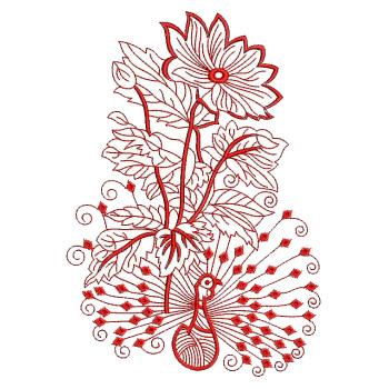 Peacock Design Applique Embroidery Design 25831