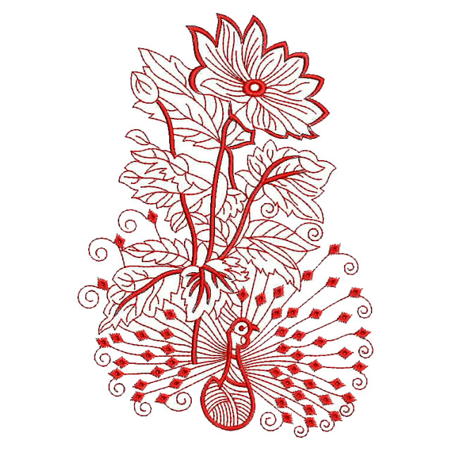 Peacock Design Applique Embroidery Design 25831