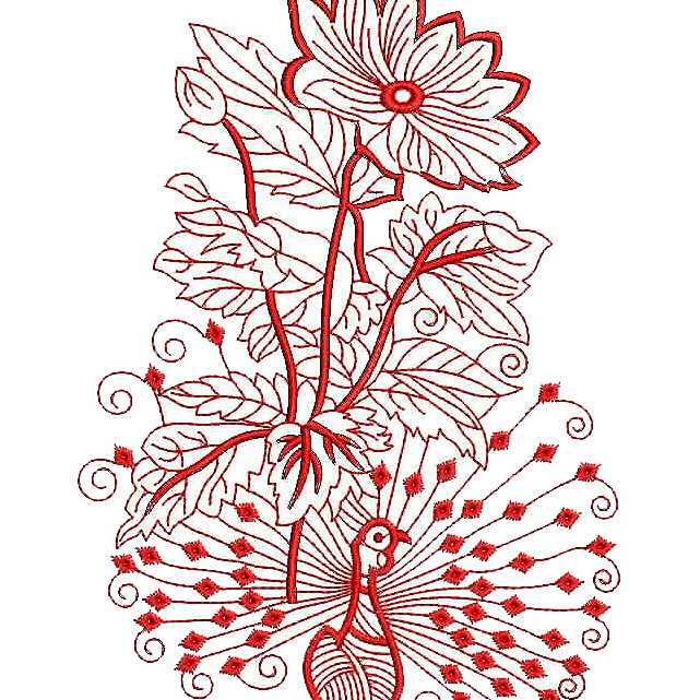 Peacock Design Applique Embroidery Design 25831