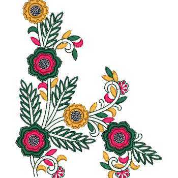 Colorful Floral Embroidery Applique Design 25839