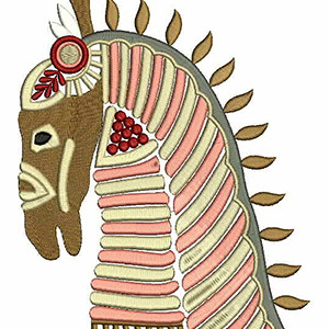 Tribal Horse Head Motif Embroidery Design