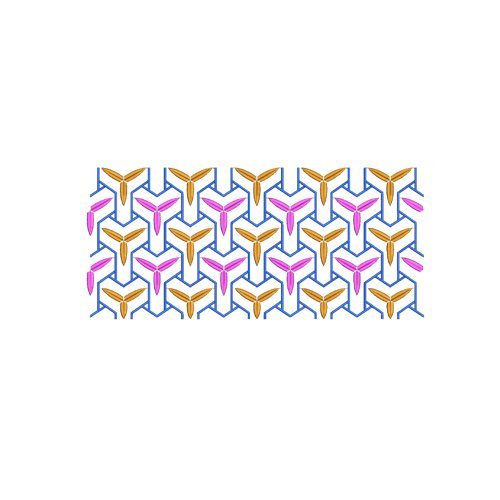 3D Geometric Interlocking Tile Border Embroidery Design