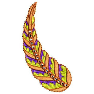 Chicken Embroidery Style Leaf Design