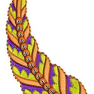 Chicken Embroidery Style Leaf Design