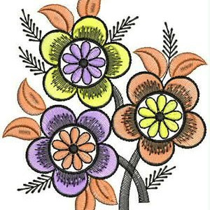Colorful Floral Quilt Applique Embroidery Design