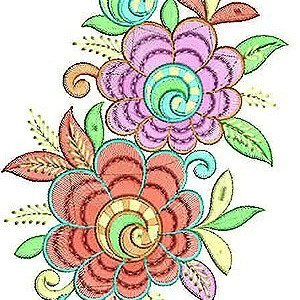 Bright Jewel Style Applique Embroidery Design