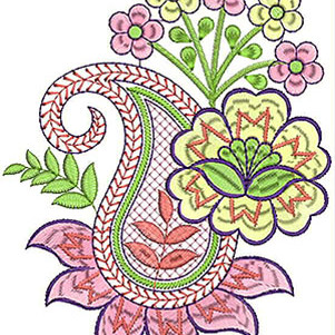 Paisley with Flower Patch Embroidery 6529