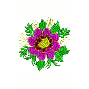 Exquisite Floral Machine Embroidery Design - Vibrant Purple Flower