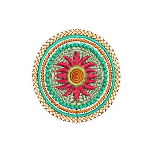 Round Flower Applique Embroidery Design