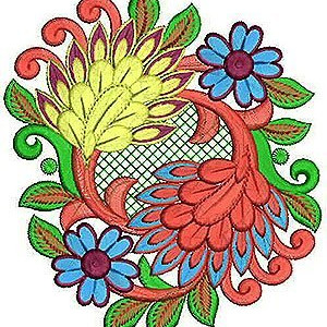 Round Folk Art Embroidery Pattern