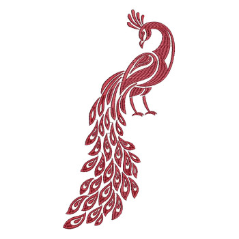 Stylized Modern Peacock Embroidery Design