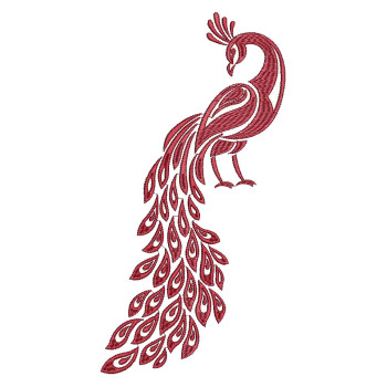 Stylized Modern Peacock Embroidery Design