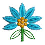 Blue Flower Machine Embroidery