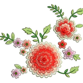 Calendula Style Flat With Sequins Applique Embroidery 24932