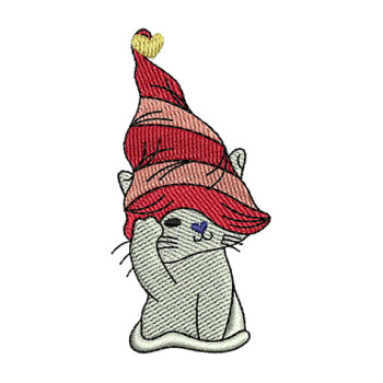 Cat With Hat Embroidery Design