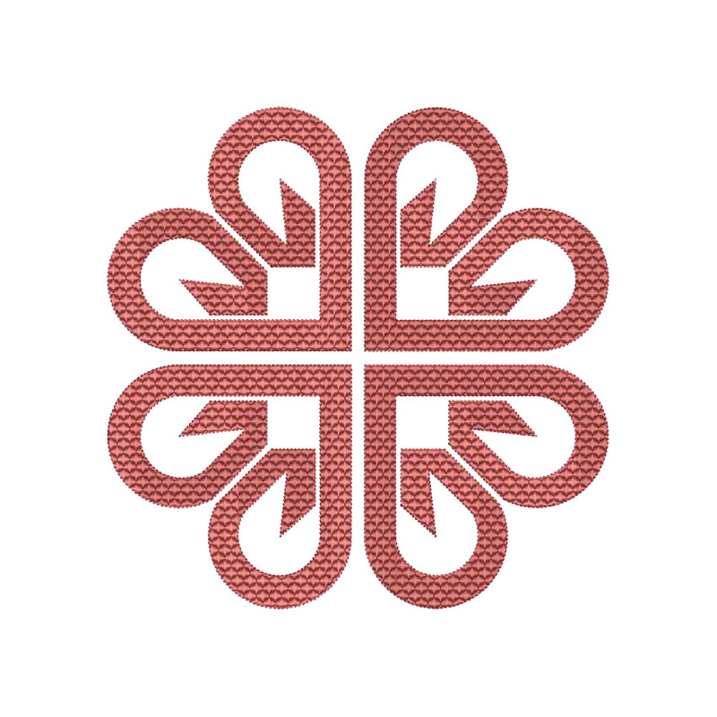 Celtic Four Hearts Outline Machine Embroidery