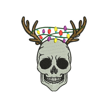 Christmas Light Skull Embroidery