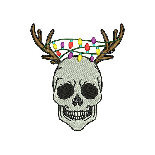 Christmas Light Skull Embroidery