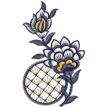 Circle With Two Flower Applique Embroidery Design 26142