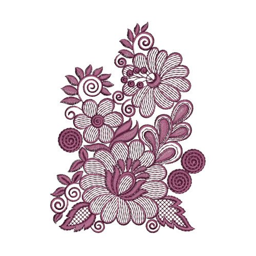 Classic Flower Butta Embroidery Design