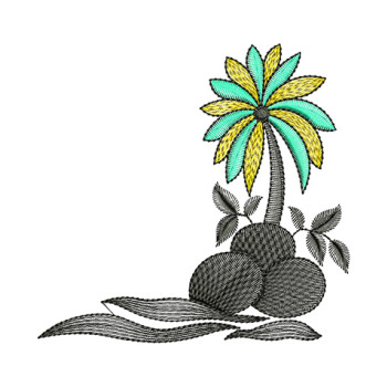 Coconut Tree Embroidery For Beach Tshirts