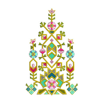 Colorful Thread Phulkhari Sequins Embroidery Pattern 24982