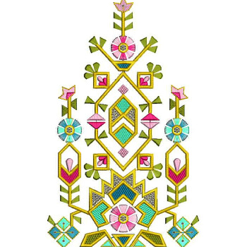 Colorful Thread Phulkhari Sequins Embroidery Pattern 24982