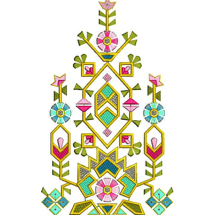 Colorful Thread Phulkhari Sequins Embroidery Pattern 24982