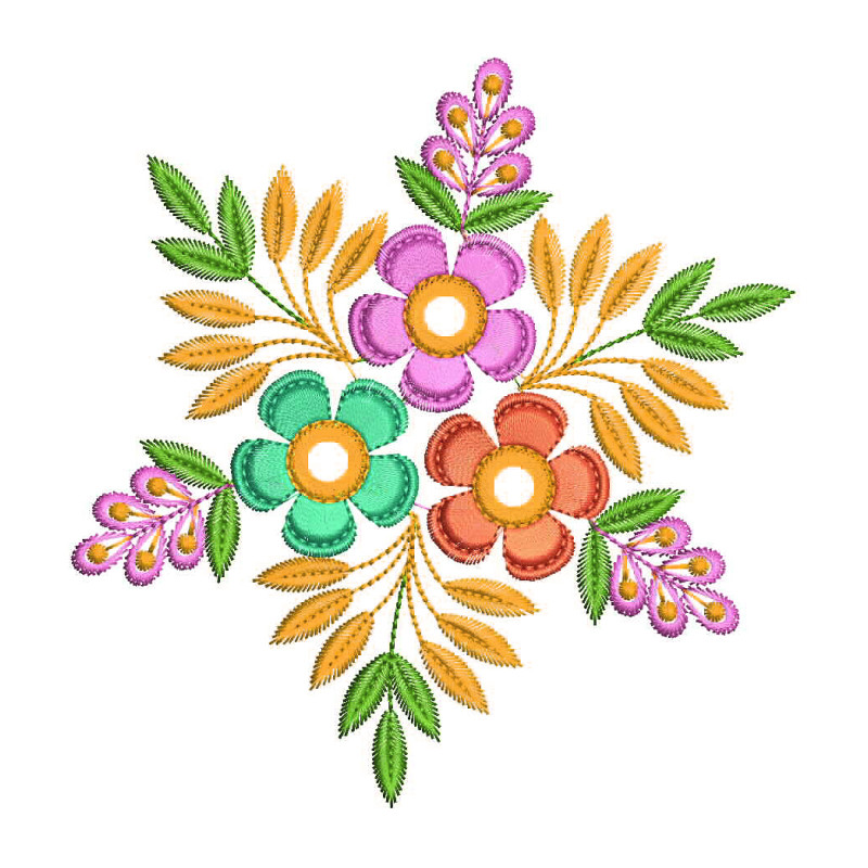 Colour Flowers Embroidery Design