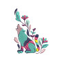 Colourful Wolf Embroidery Design