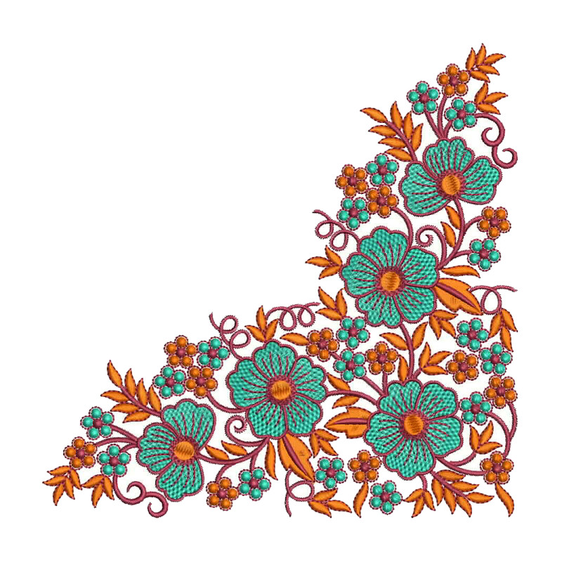 Corner Flower Pattern Embroidery