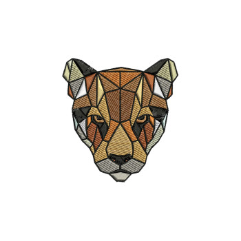 Cougar Geometric Head Embroidery Design