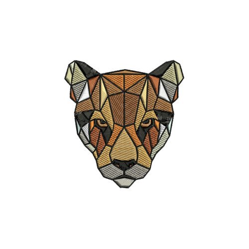 Cougar Geometric Head Embroidery Design