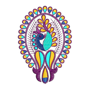 Elegant Peacock Paisley Embroidery Design