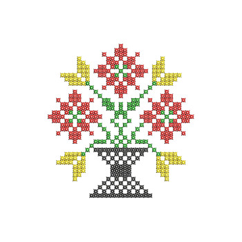 Cross Stitch Flower Pot Embroidery