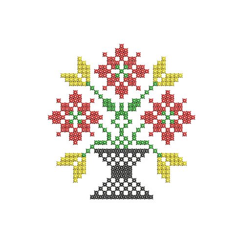 Cross Stitch Flower Pot Embroidery
