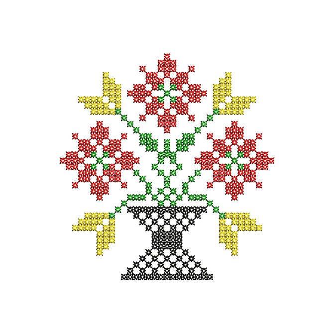 Cross Stitch Flower Pot Embroidery