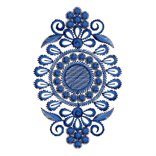 Decorative Floral Blue Pattern Embroidery
